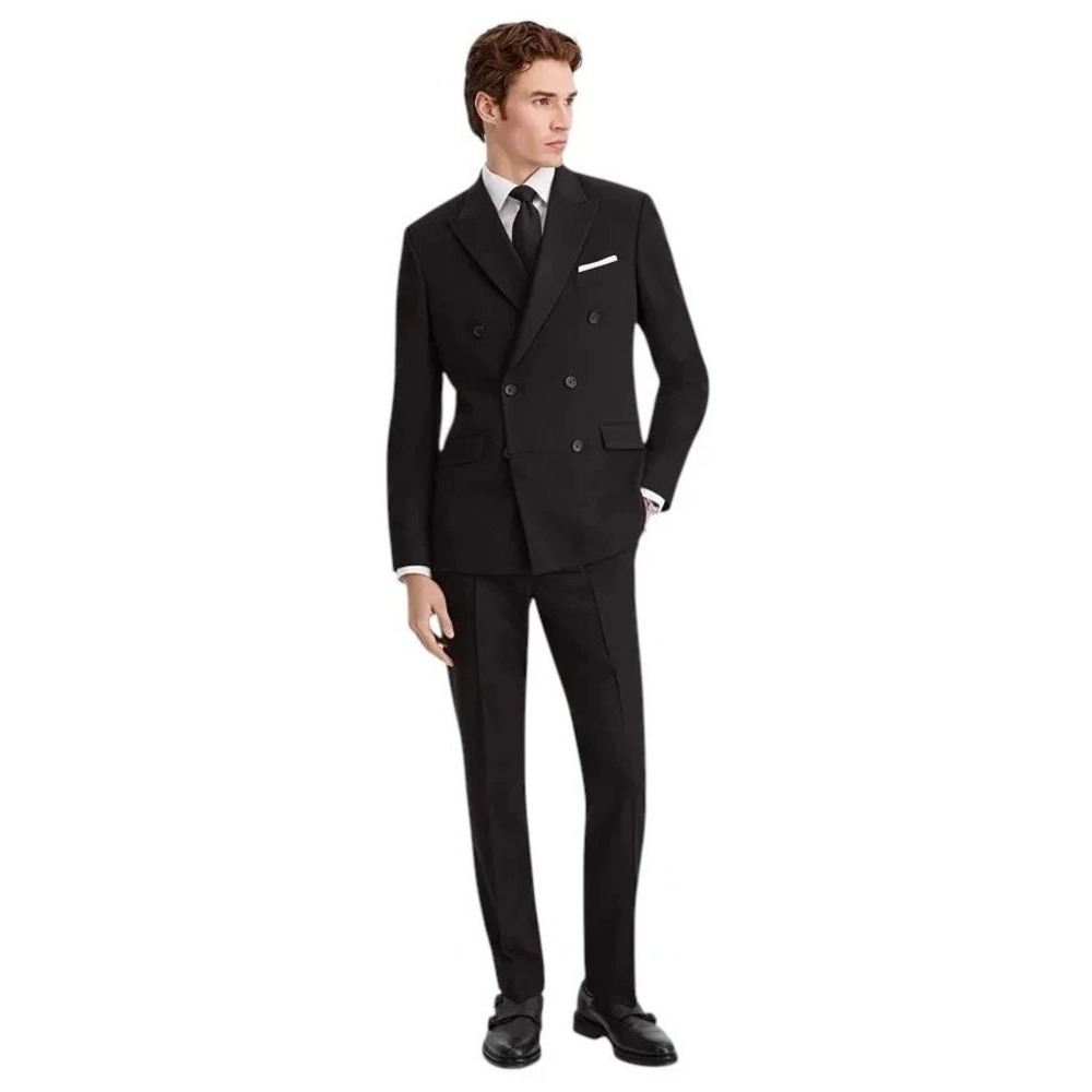 Kenneth Cole Mens Slim fit 2 Piece Double Breasted‎ Suit 38R Pants 31W 32L Black